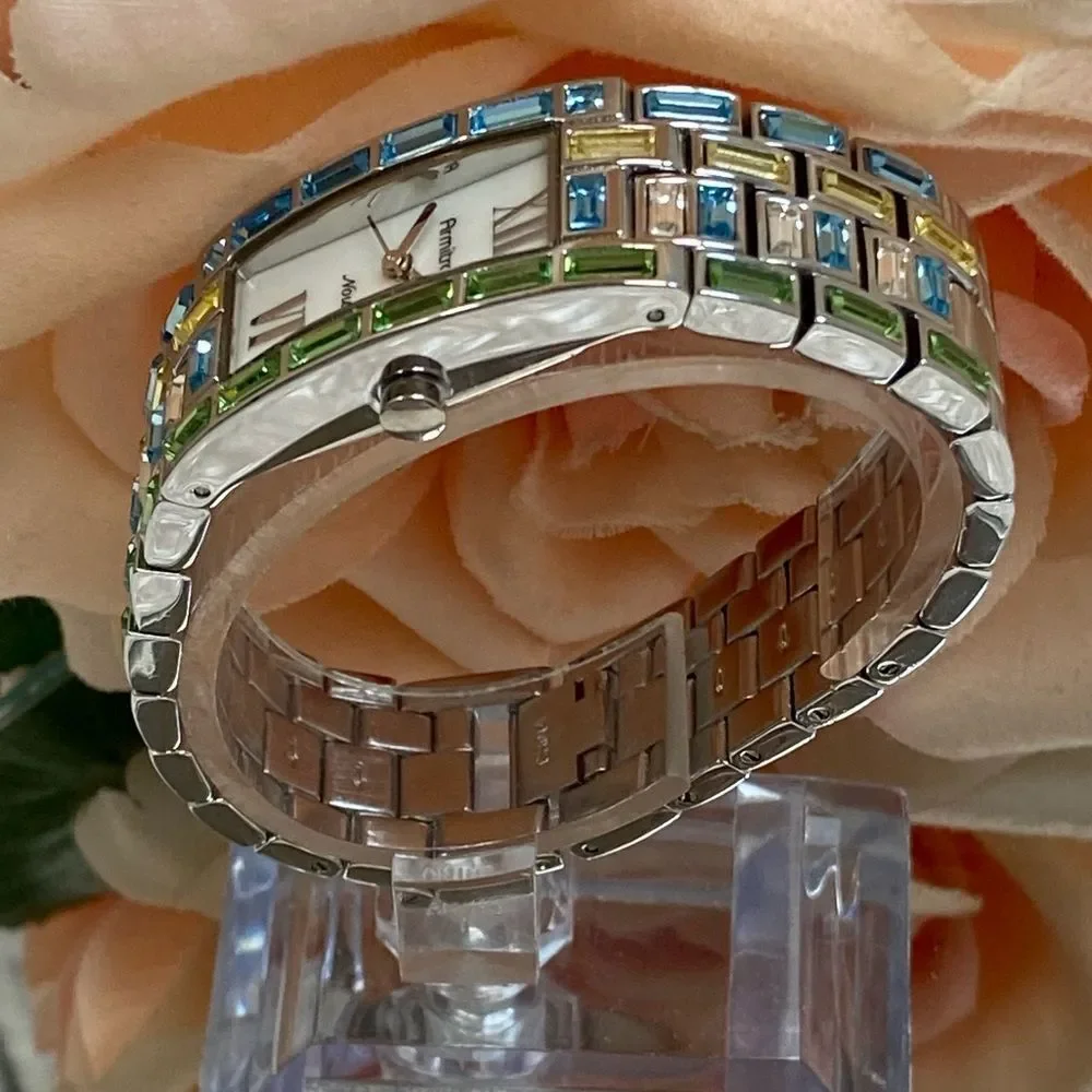 Armitron Now Multicolor Crystal Accented Silver-Tone Swiss Parts Dress Watch